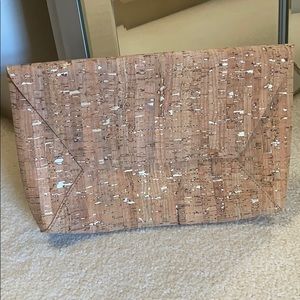 J. Crew Gold and Cork Clutch